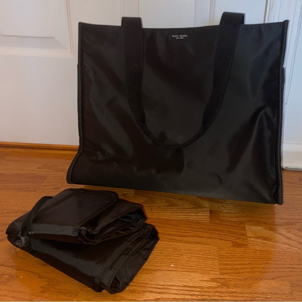 Kate Spade Black Baby Diaper Bag Nylon Large Tote